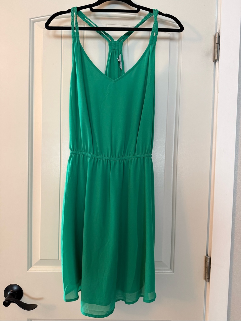 Naked Zebra Emerald Green Braided-Strap Midi Dress